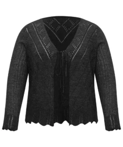 Supersoft Essentials Halloween Plain Hollow Out Ties Open Front Cardigan -Clothing Shop 75570114 pa a769c500 ee61 46eb 96ed 27ee2907bf6f