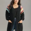 Rainbow Embroidered Raglan Sleeve Open Front Cardigan