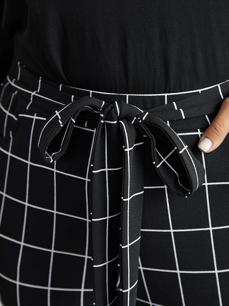 Plaid Elastic Waist Ties Bodycon Pants 9 Plaid Elastic Waist Ties Bodycon Pants - Image 7