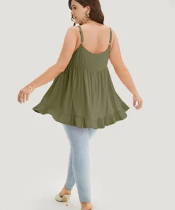 Plain Contrast Lace Ruffle Hem Cami Top 31 Plain Contrast Lace Ruffle Hem Cami Top -Clothing Shop 757093747 pg