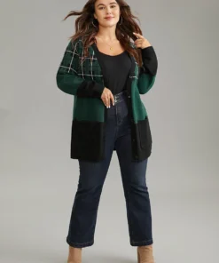 Supersoft Essentials Plaid Geometric Contrast Pocket Cardigan 12 Supersoft Essentials Plaid Geometric Contrast Pocket Cardigan -Clothing Shop 757187176 ip