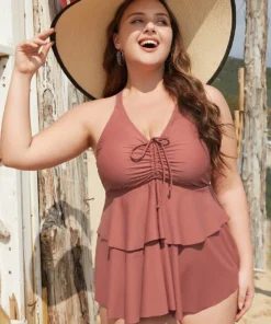 Drawstring Crisscross Back Ruffle Tiered Tankini Top -Clothing Shop 757355485 zw 61149fa7 793c 4a8c b346 f81dd1259310