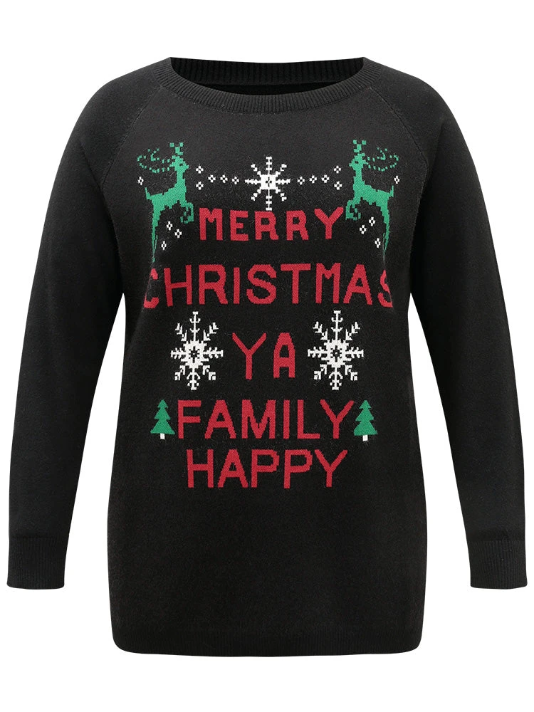 Supersoft Essentials Christmas Elk Letter Crew Neck Pullover 9 Supersoft Essentials Christmas Elk Letter Crew Neck Pullover - Image 7