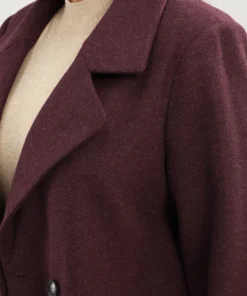 Solid Suit Collar Pocket Double Breasted Blazer -Clothing Shop 757670445 qn