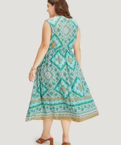 Bandana Print Overlap Collar Pocket Tank Dress 18 Bandana Print Overlap Collar Pocket Tank Dress -Clothing Shop 758281681 ex