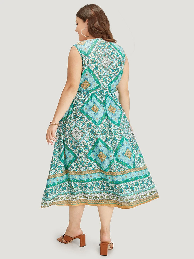 Bandana Print Overlap Collar Pocket Tank Dress 8 Bandana Print Overlap Collar Pocket Tank Dress - Image 6