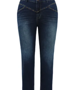 Beaded Detail Full Length Pocket Straight Leg Jeans -Clothing Shop 758380847 ty
