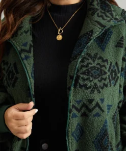 Geometric Pocket Gathered Zipper Jacket -Clothing Shop 759490910 ls c53c13a3 18de 4315 a087 a0ec6d66d4c9