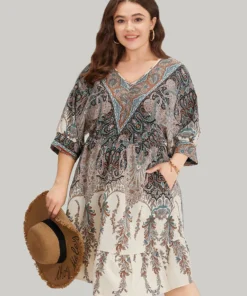 Bandana Print Pocket Elastic Waist Patchwork Dress -Clothing Shop 760813273 be 08160d7c 6ca9 4c93 b3ce 8162aefa9bc7