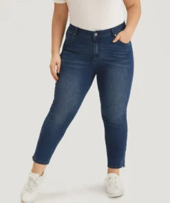 Plain Split Side Very Stretchy Zipper Fly Jeans