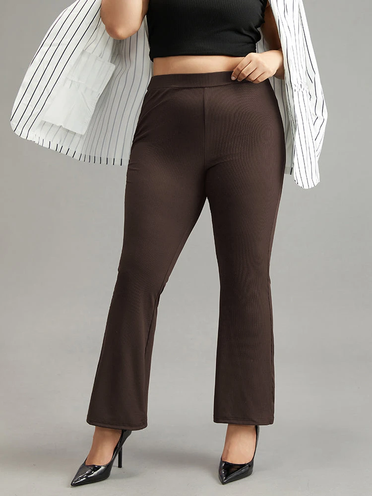 Plain Rib Knit Flare Leg Legging 21 Plain Rib Knit Flare Leg Legging - Image 19