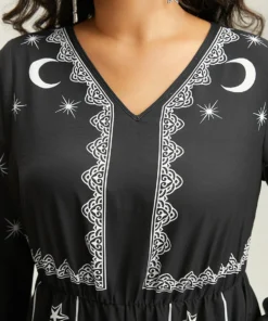 Halloween Moon & Star Elastic Waist Bell Sleeve Jumpsuit -Clothing Shop 762274039 gd