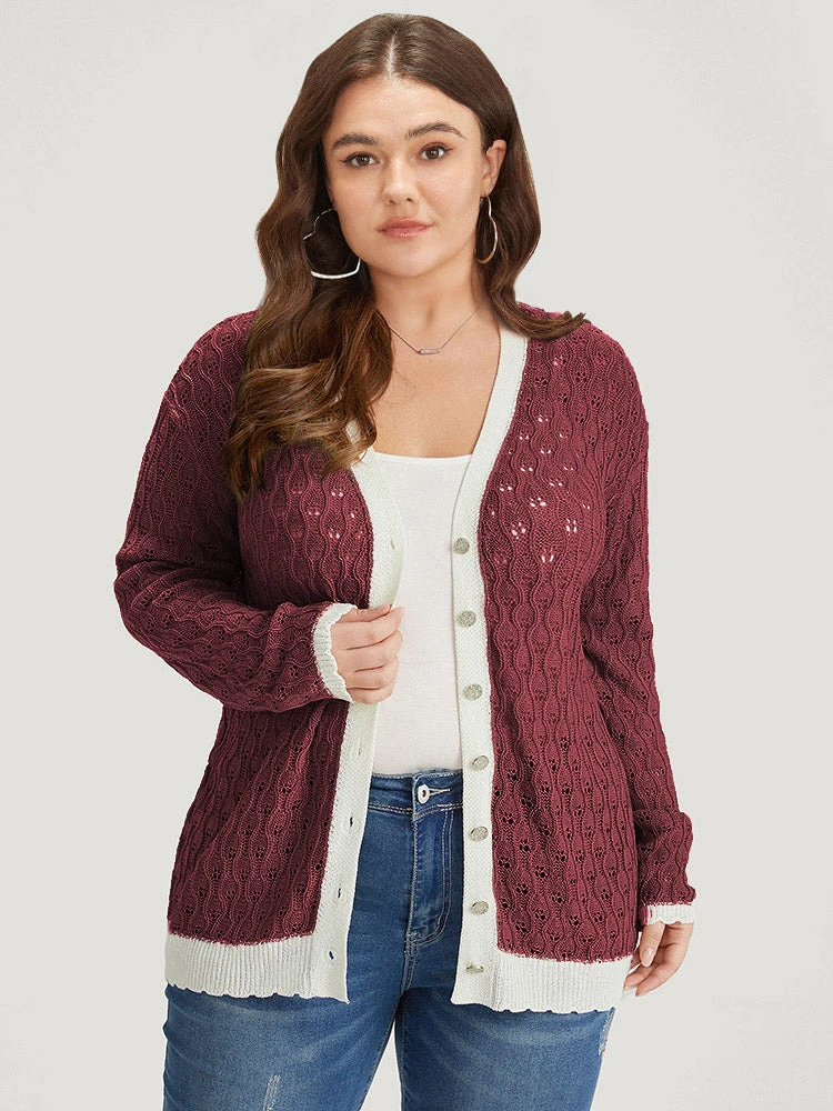 Two Tone Patchwork Cut Out Button Down Cardigan 17 Two Tone Patchwork Cut Out Button Down Cardigan - Image 15