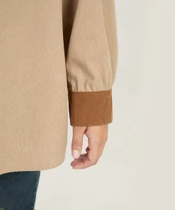 Two Tone Button Through Patchwork Coat -Clothing Shop 762513049 yi