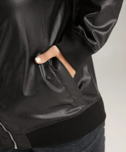 Plain Zipper Fly Rib Knit Patchwork Jacket 18 Plain Zipper Fly Rib Knit Patchwork Jacket -Clothing Shop 762631241 qi