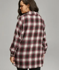 Plaid Button Through Pocket Coat -Clothing Shop 762676474 bs
