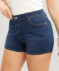 Skinny Very Stretchy High Rise Dark Wash Contrast Denim Shorts -Clothing Shop 762940923 iv 2c563694 2331 4408 9c59 1d3a57dc19fe