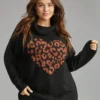 Hreat Print Contrast Turtle Neck Pullover