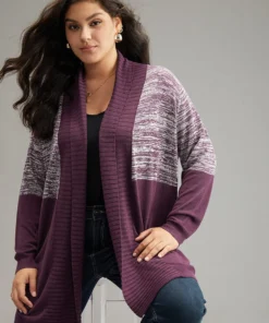 Supersoft Essentials Patchwork Lapel Collar Cardigan -Clothing Shop 763979979 wu