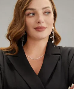 925 Silver Needle Star Detail Tassel Earrings