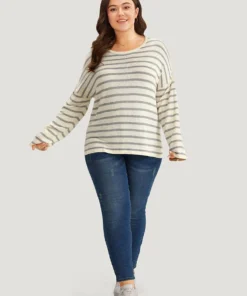 Supersoft Essentials Striped Print Drop Shoulder Crew Neck Pullover -Clothing Shop 764733389 xt 5dce157b 5096 4330 beed ce8a332d0a08