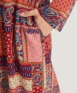 Halloween Bandana Print Open Front Pocket Maxi Kimono -Clothing Shop 764922808 dk