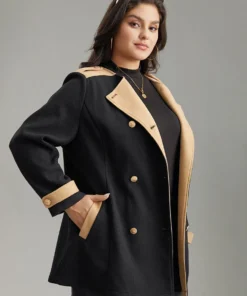 Lapel Collar Patchwork Double Breasted Pocket Coat 14 Lapel Collar Patchwork Double Breasted Pocket Coat -Clothing Shop 766165223 ko