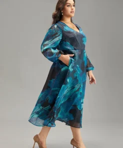 Floral Mesh Patchwork Pocket Elastic Waist Dress -Clothing Shop 767336886 ox b282173f 00b3 4289 832b ecc0e5b8c6f8