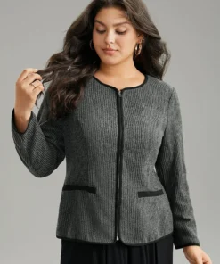 Solid Textured Patchwork Zipper Pocket Blazer 13 Solid Textured Patchwork Zipper Pocket Blazer -Clothing Shop 768540192 zh