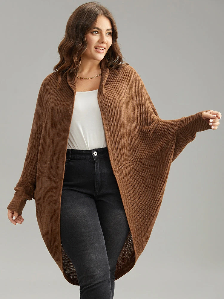 Solid Dolman Sleeve Arc Hem Cardigan 6 Solid Dolman Sleeve Arc Hem Cardigan - Image 4