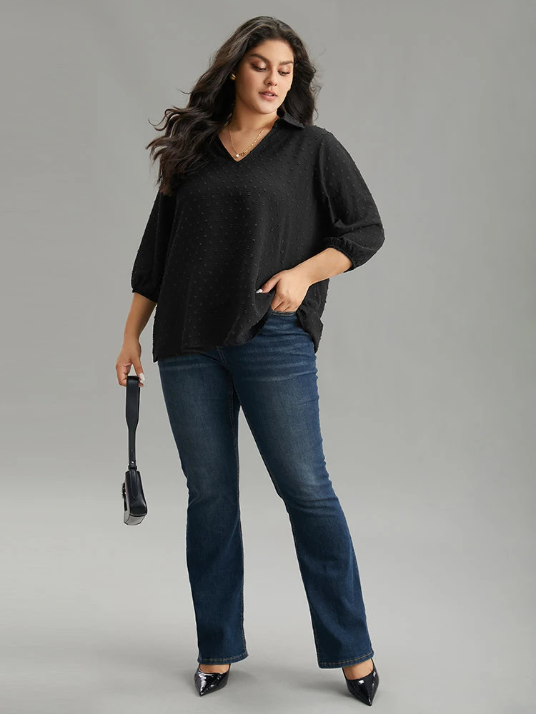 Plisse Polka Dot Elastic Cuffs Blouse 7 Plisse Polka Dot Elastic Cuffs Blouse - Image 5