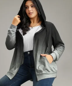 Ombre Hooded Zipper Drawstring Sweatshirt 26 Ombre Hooded Zipper Drawstring Sweatshirt -Clothing Shop 772904772 cx