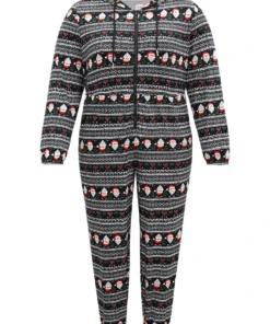 Christmas Print Zipper Hooded Drawstring Sleep Jumpsuit 15 Christmas Print Zipper Hooded Drawstring Sleep Jumpsuit -Clothing Shop 77492119 yc