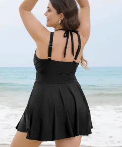 Solid Ruffle Hem Empire Waist Halter Neck Swim Dress -Clothing Shop 775281696 oh 469f9e31 7cb4 4817 9167 e36b21a6be64