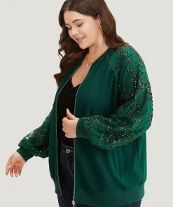 Embroidered Patchwork Mesh Zipper Jacket -Clothing Shop 775743536 ps 6582e33c 3a94 457b becd f45e6779e29b