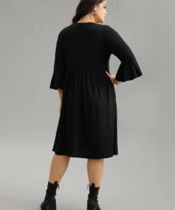 Supersoft Essentials Solid Ruffles Pleated Dress 13 Supersoft Essentials Solid Ruffles Pleated Dress -Clothing Shop 776247473 xq