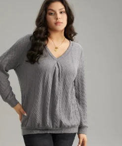 Plain Geometric Textured Plicated Detail Sweatshirt -Clothing Shop 776595859 vx c6693dde 94f9 4e08 b1bf 0e649e4c2f0e