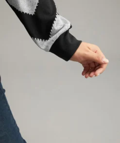 Geometric Patchwork Round Neck Sweatshirt -Clothing Shop 776613093 pg