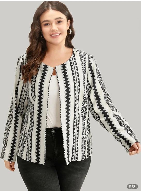 Geometric Boho Print Open Front Jacket 3 Geometric Boho Print Open Front Jacket