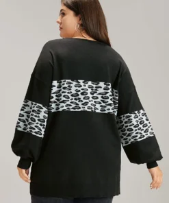 Anti-Pilling Leopard Patchwork Crisscross Neck Pullover -Clothing Shop 777319001 rf a79b9e71 65ae 4801 b459 46f6dcbeabc3