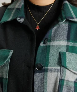 Plaid Contrast Patchwork Pocket Button Up Shacket -Clothing Shop 777377126 oa