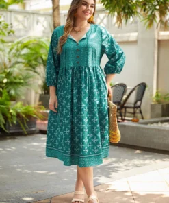 Bandana Print Tie Neck Button Detail Dress 14 Bandana Print Tie Neck Button Detail Dress -Clothing Shop 777794269 hd