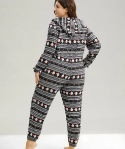Christmas Print Zipper Hooded Drawstring Sleep Jumpsuit 10 Christmas Print Zipper Hooded Drawstring Sleep Jumpsuit -Clothing Shop 777974697 zm