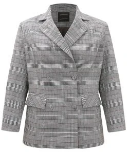 Plaid Lapel Collar Pocket Button Up Blazer 21 Plaid Lapel Collar Pocket Button Up Blazer -Clothing Shop 778853122 xd