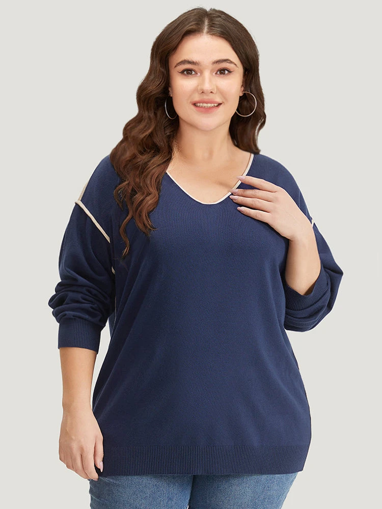 Supersoft Essentials Contrast Trim Drop Shoulder Pullover 6 Supersoft Essentials Contrast Trim Drop Shoulder Pullover - Image 4