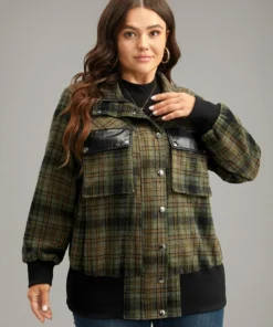Plaid Flap Pocket Zipper Fly Jacket -Clothing Shop 779362841 mq