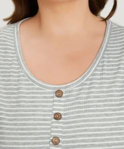 Striped Button Detail Sleep Tank Top -Clothing Shop 779522574 eg