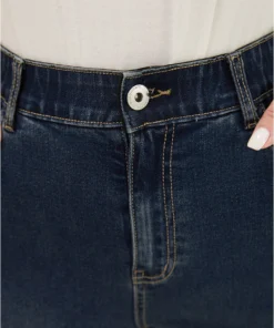 Very Stretchy High Rise Dark Wash Beaded Detail Cropped Jeans -Clothing Shop 779873679 kd