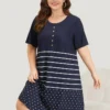 Striped & Polka Dot Print Pocket Button Detail Sleep Dress 2 Striped & Polka Dot Print Pocket Button Detail Sleep Dress -Clothing Shop 78004602 vr 0393d459 3729 44c7 aea3 20edc87033f4