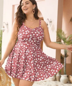 Ditsy Floral Ruched A Line Empire Waist Swim Dress -Clothing Shop 780400524 he 325481d3 f643 4505 90fd 134150d04dd1